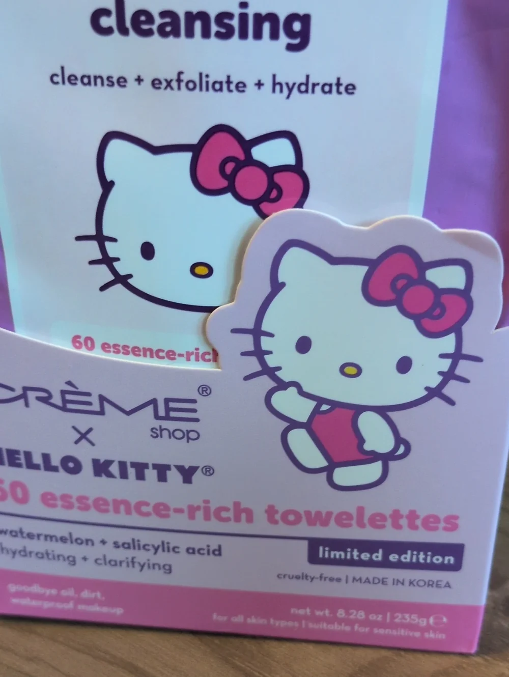 THE CREME SHOP Hello Kitty 60 3-in-1 Cleansing Towelettes Pack Limited EDITION